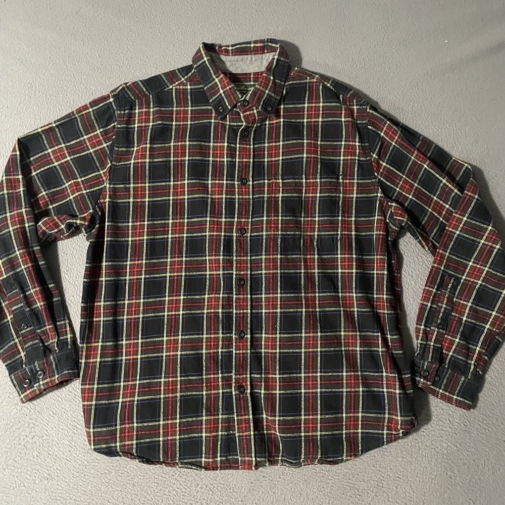 Eddie Bauer Long Sleeve‎ Button Down Classic Fit Plaid Flannel Mens Shirt XL